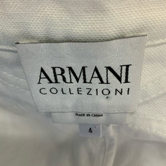 Armani Collezioni White Cotton Blend Jacket with Lamb Leather Trim Antinea Srl 4 - Picture 6 of 6